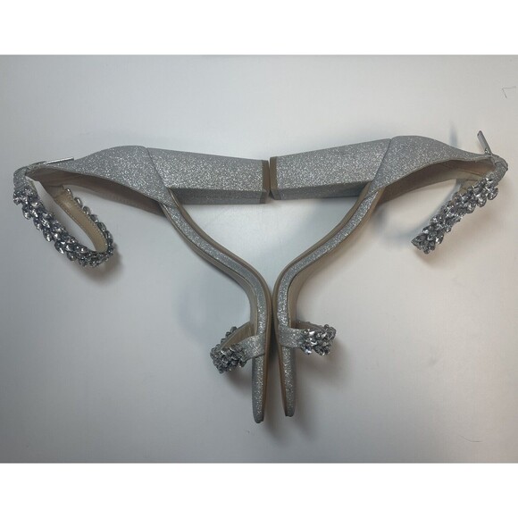 Jewel Badgley Mischka Mayra Ankle Strap Evening Shoe In Silver Sz 6 1/2 New WOT - Picture 6 of 13